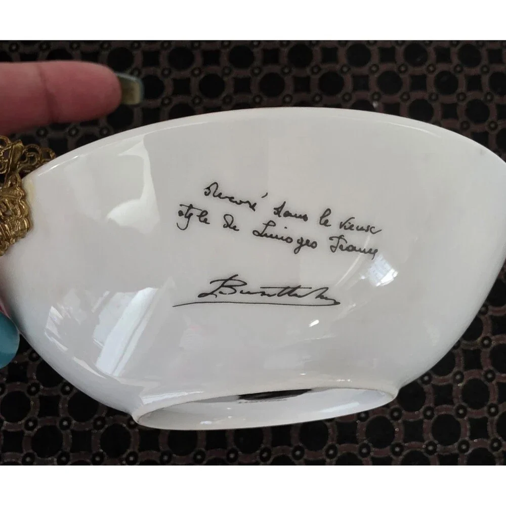 Rare ANTIQUE Handpainted VintagePink LIMOGES Signed BowlAshtray 6